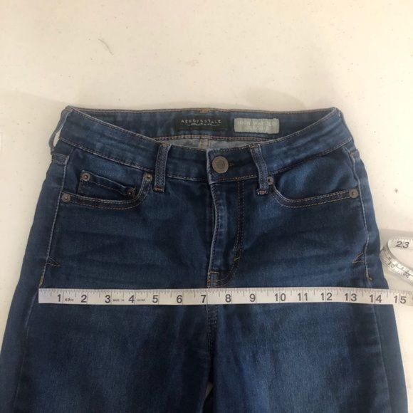 Aeropostale Women’s Blue Dark Wash High Rise Skinny Jeggings Size 0 - Picture 6 of 10